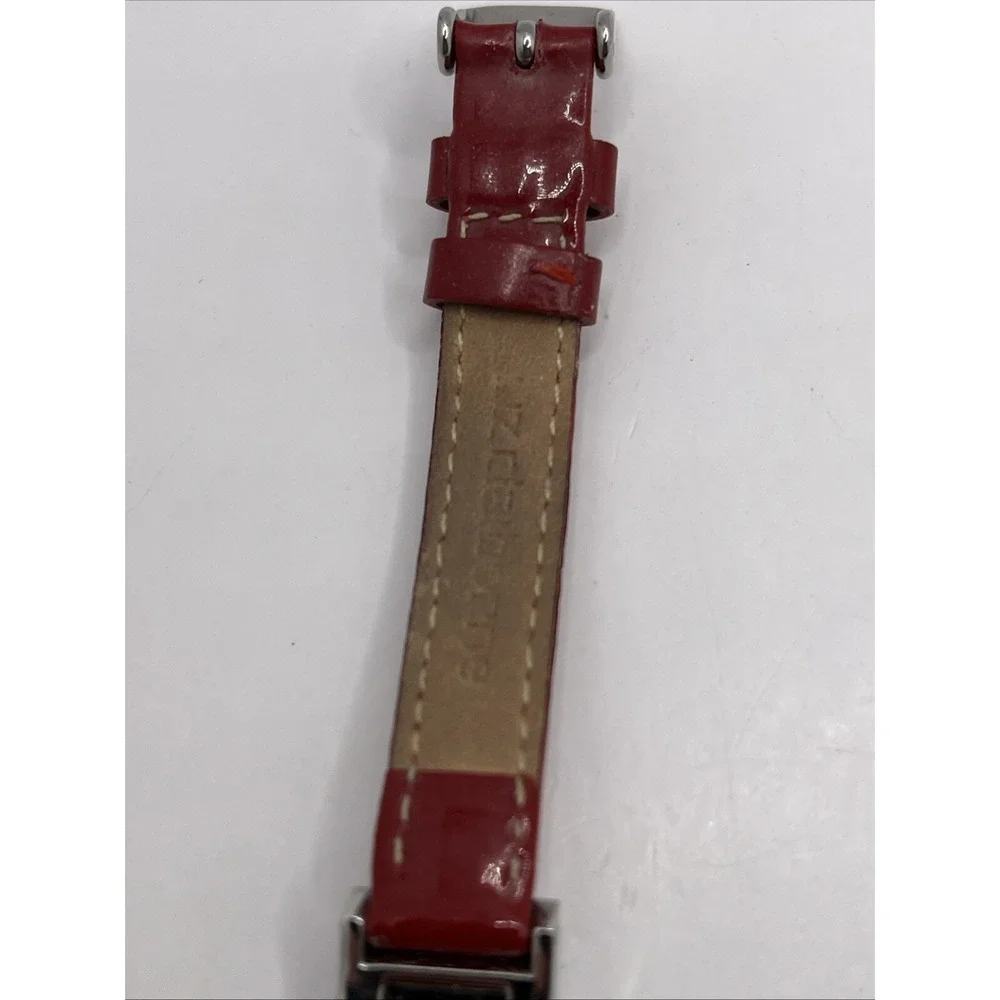 Liz‎ Claiborne Women's Quartz Watch Red Leather Band 32mm Case- New Battery